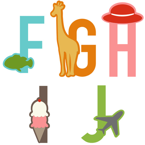 Shape Alphabets F-J - Digital Download