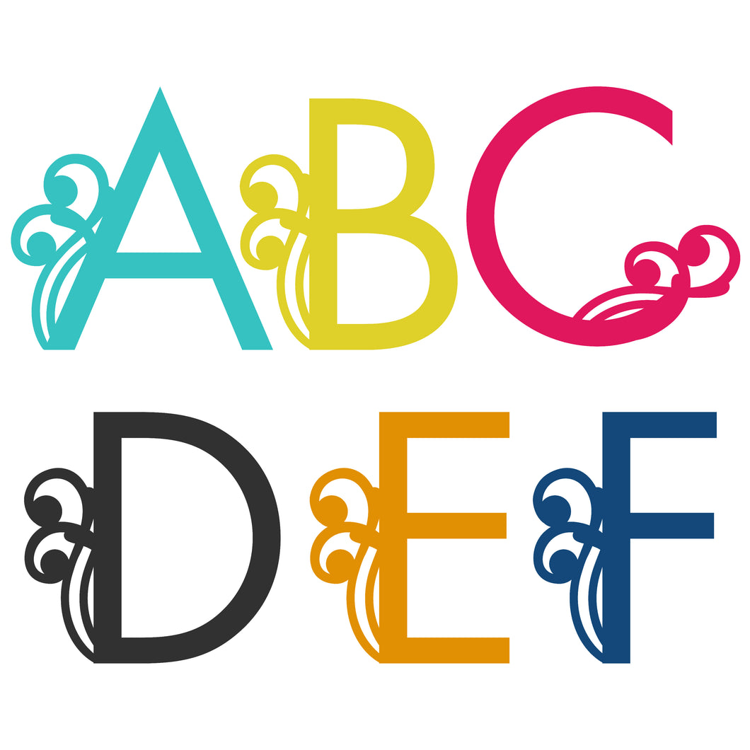 A-F Swirl Alphabet - Digital Download