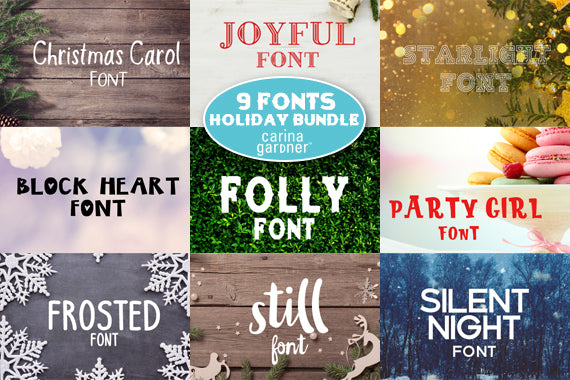 Holiday Bundle Font Set of 9
