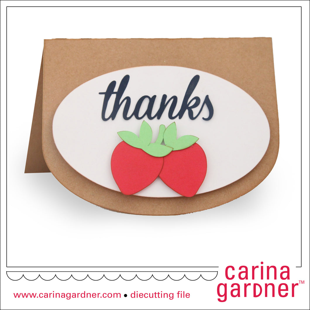 Strawberry Thank You Card - Digital Download