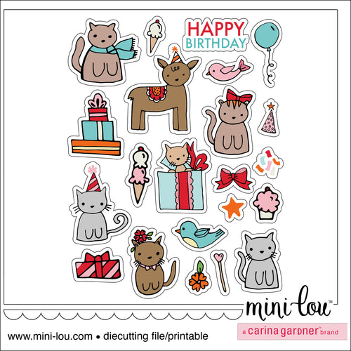 MiniLou Animals Birthday Love Stickers