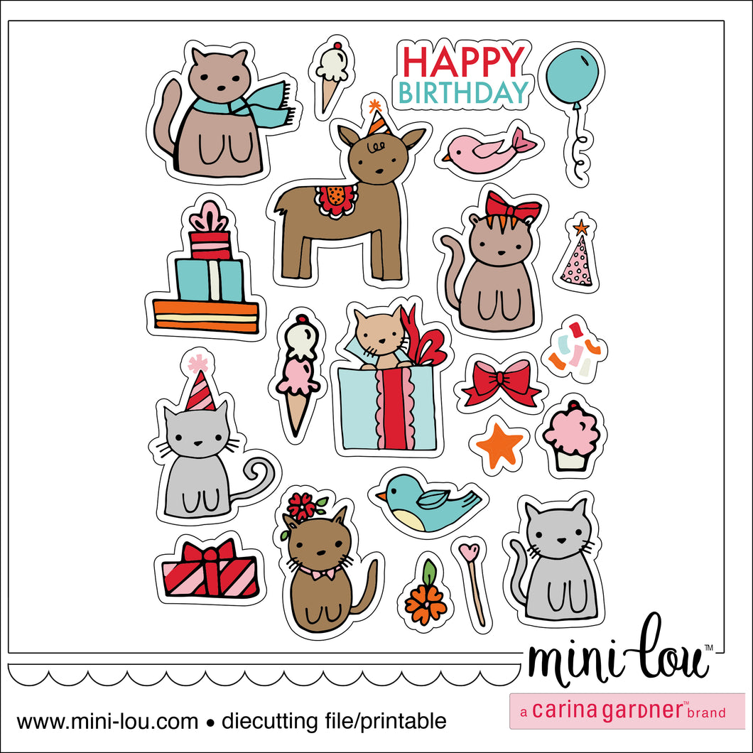 MiniLou Animals Birthday Love Stickers