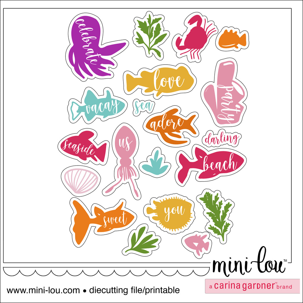 MiniLou Beachy Silhouette Fishes Stickers