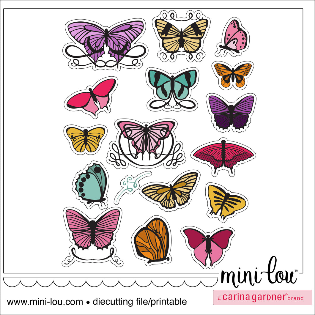 MiniLou Butterfly Swirls Stickers