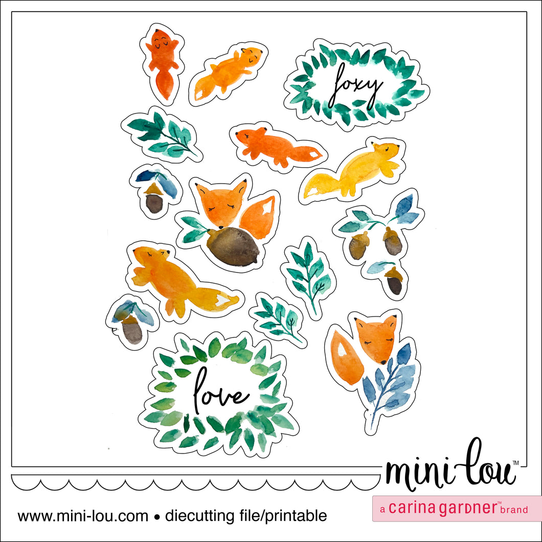 MiniLou Fox Watercolor Stickers