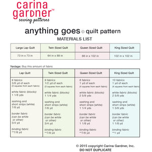 Anything Goes Quilt Sewing Pattern PDF - Sizes Lap, Twin, Queen, King  - Digital Download