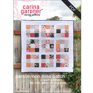 Persimmon Nine Patch Quilt Sewing Pattern PDF - Sizes Lap, Twin, Queen, King - Digital Download