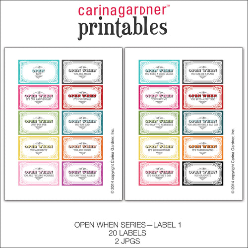Open When Printable - Labels 1 - Digital Download